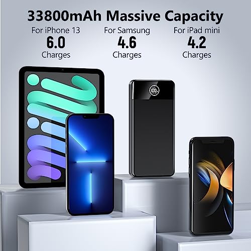 Portable 33800mAh Power Bank with Fast Charging Digital Display