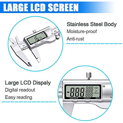 Digital Caliper with Large LCD Screen, 6 Inch