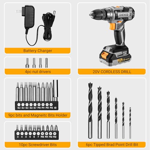 DEKO PRO 20V Cordless Drill Set