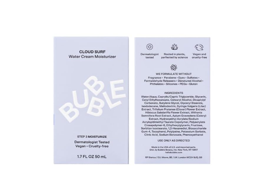 Bubble Skincare Cloud Surf Water Cream Moisturizer, 1.7 oz