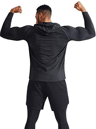 NELEUS Men's Dry Fit Running Shirts with Hoods