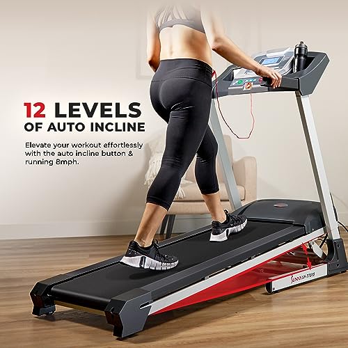 Sunny Health & Fitness Treadmill with Incline & Pulse Sensors