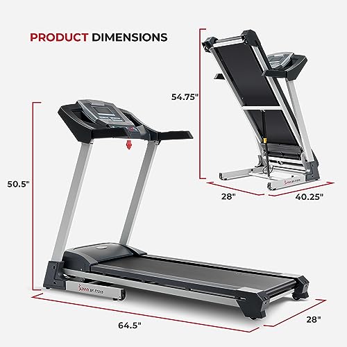Sunny Health & Fitness Treadmill with Incline & Pulse Sensors