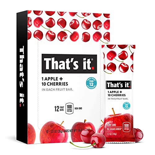 Apple Cherry Natural Fruit Bar - High Fiber, Vegan, Paleo (12 Pack)