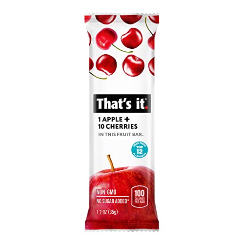 Apple Cherry Natural Fruit Bar - High Fiber, Vegan, Paleo (12 Pack)