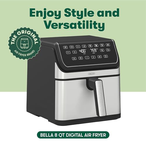 BELLA 8 Qt Digital Air Fryer, TurboCrisp, Preset