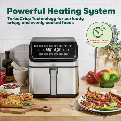 BELLA 8 Qt Digital Air Fryer, TurboCrisp, Preset