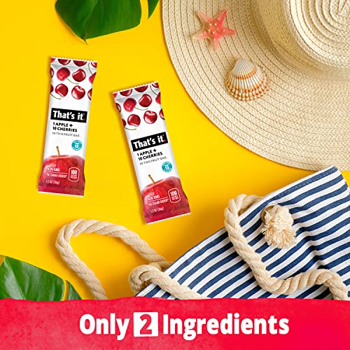 Apple Cherry Natural Fruit Bar - High Fiber, Vegan, Paleo (12 Pack)