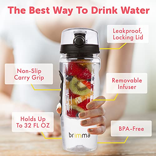 32 oz Brimma Fruit Infuser Water Bottle - Gym, Camping, Travel