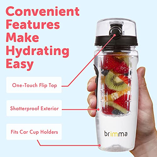 32 oz Brimma Fruit Infuser Water Bottle - Gym, Camping, Travel
