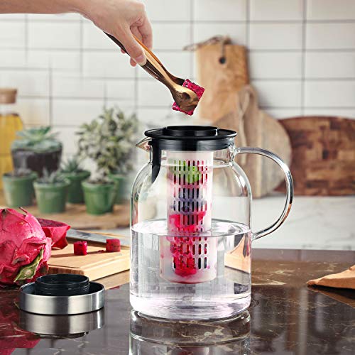 Glass Fruit Infuser Water Pitcher, High Heat Resistance