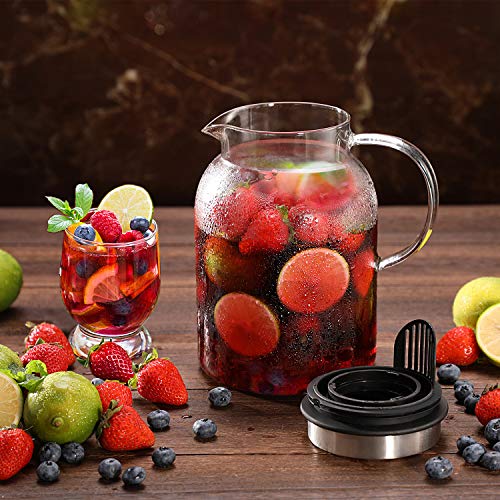 Glass Fruit Infuser Water Pitcher, High Heat Resistance