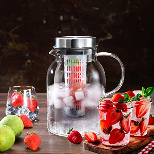 Glass Fruit Infuser Water Pitcher, High Heat Resistance