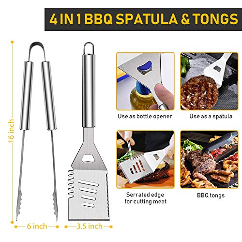 34-Piece Stainless Steel BBQ Grill Tool Set with Carry Bag and Thermometer