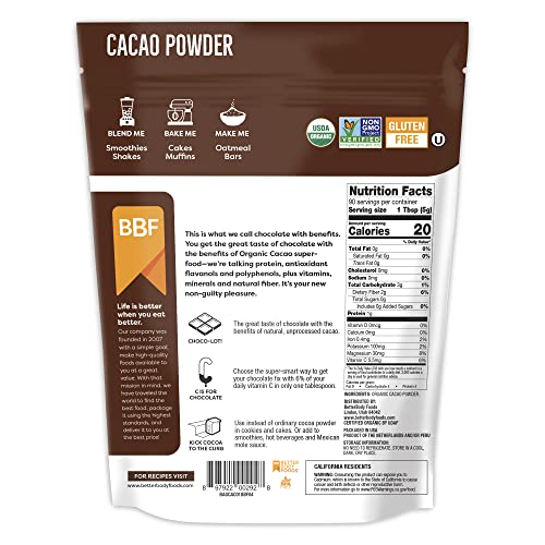 BetterBody Organic Cacao Powder, Chocolate Flavor, Non-GMO, Gluten-Free