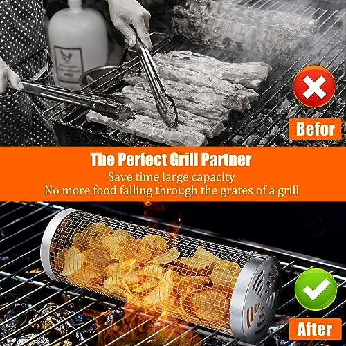 Stainless Steel Grill Baskets Set for Outdoor Grilling