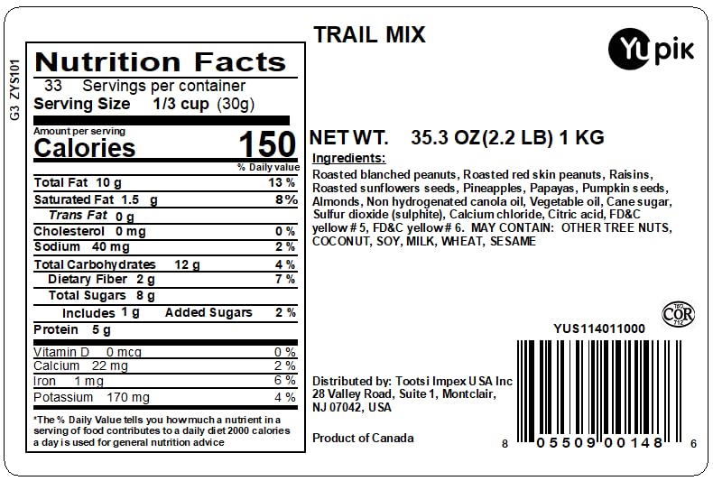 Yupik Trail Mix 2.2 lb - Peanuts, Almonds, Seeds