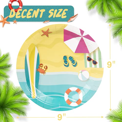 80 Count Beach Party Plates, 9 Inch Heavy-Duty