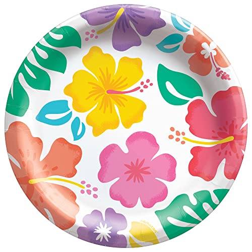 Vibrant Hibiscus Summer Plates - Pack of 50