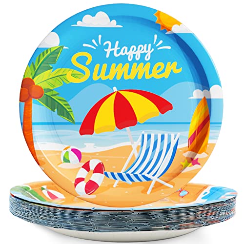 48 Summer Beach Party Paper Dessert Plates Set