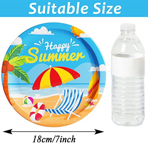 48 Summer Beach Party Paper Dessert Plates Set