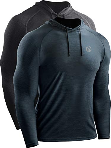 NELEUS Men's Dry Fit Running Shirts with Hoods