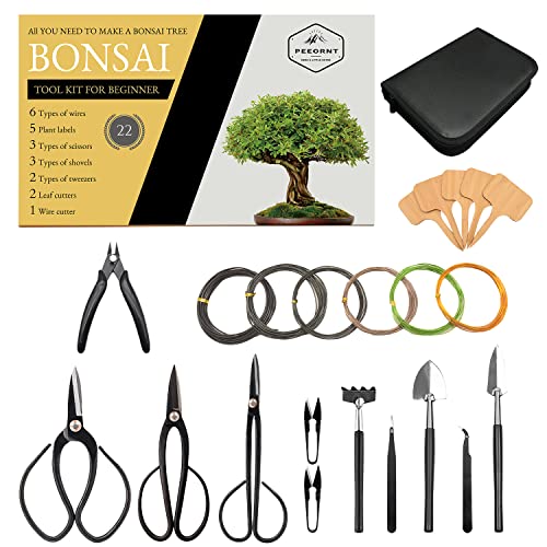 Beginner Bonsai Tools Kit with 22 High Carbon Steel Pieces