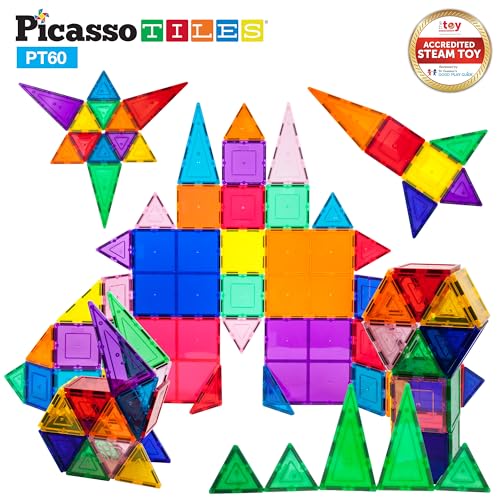 PicassoTiles 60pcs Magnetic Building Blocks - Inspire Creativity