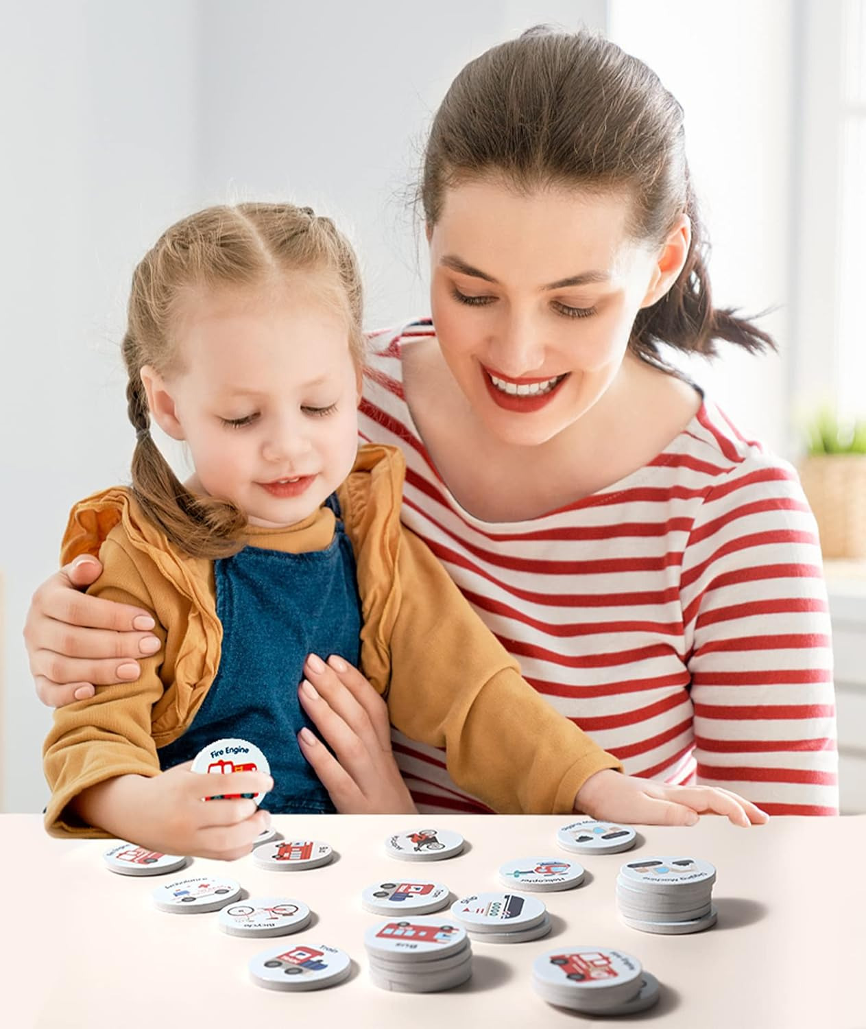 Wooden Match Memory Game: 24Pc Cards with 5 Stickers