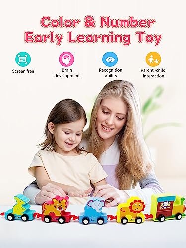 Wooden Toddler Animal Train Set for Ages 2-5: Educational Gift