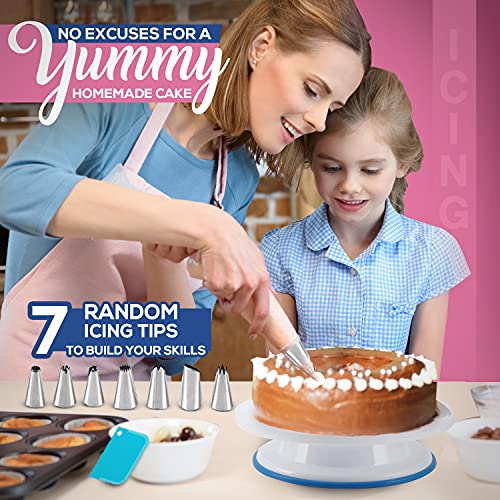 Rotating Cake Stand with Baking Tools and Accessories