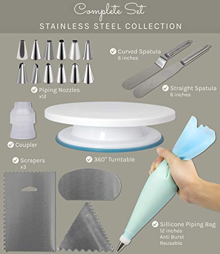 20 Piece Cake Decorating Set with Stand and Bag