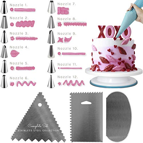 20 Piece Cake Decorating Set with Stand and Bag