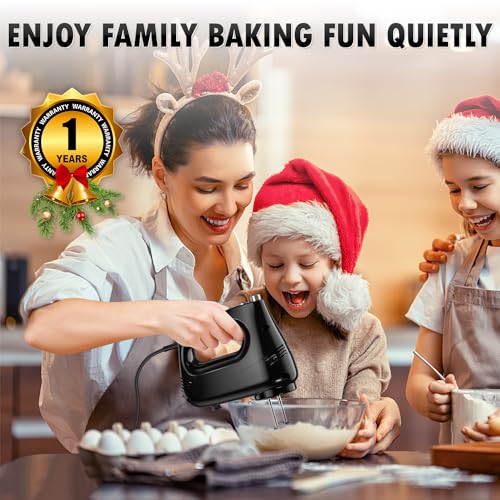 Electric Hand Mixer with Dough Attachment & Storage Bag