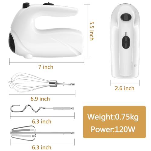 Upgraded Electric Hand Mixer with 5-Speeds & Accessories