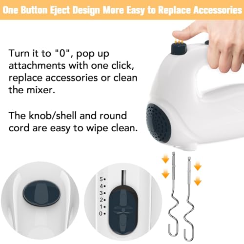 Upgraded Electric Hand Mixer with 5-Speeds & Accessories