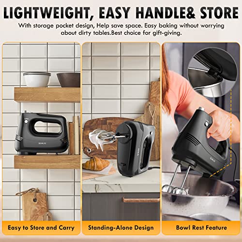 Electric Hand Mixer with Dough Attachment & Storage Bag