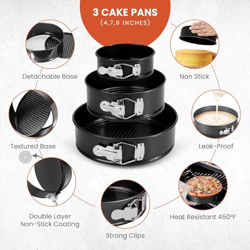 Non Stick Cake Tin Set with Quick-Release Latch