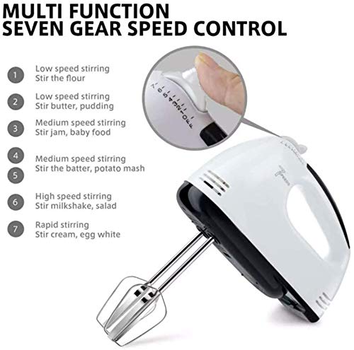 7-Speed Electric Hand Mixer for Baking, Stainless Steel