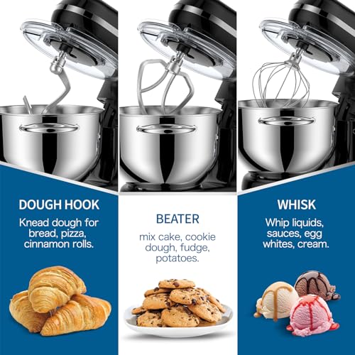 Vospeed Electric Stand Mixer with Accessories, 6.2L (Black)