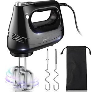 Electric Hand Mixer with Dough Attachment & Storage Bag