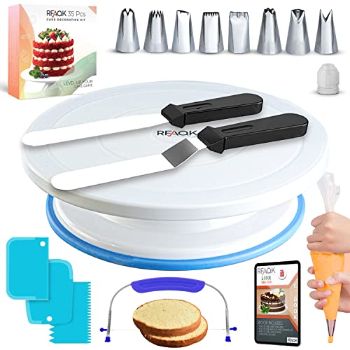 Rotating Cake Stand with Baking Tools and Accessories