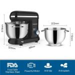 Vospeed Electric Stand Mixer with Accessories, 6.2L (Black)