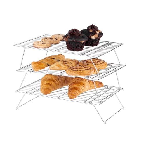 3-Tier Cake Cooling Rack - Stackable and Non-stick Tray