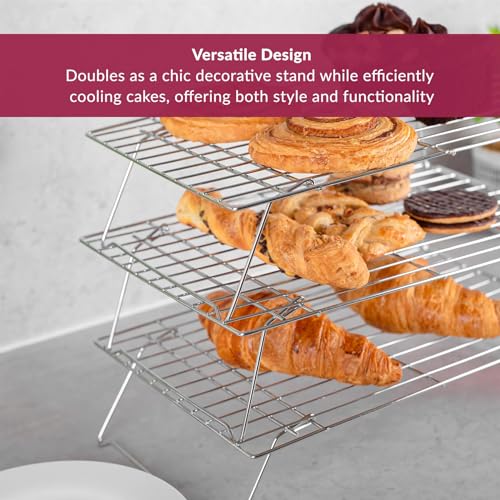 3-Tier Cake Cooling Rack - Stackable and Non-stick Tray