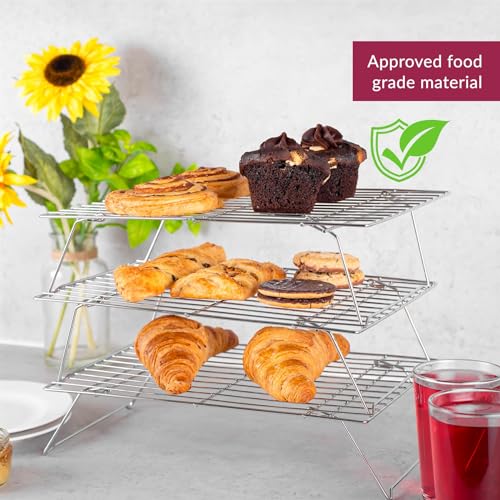 3-Tier Cake Cooling Rack - Stackable and Non-stick Tray