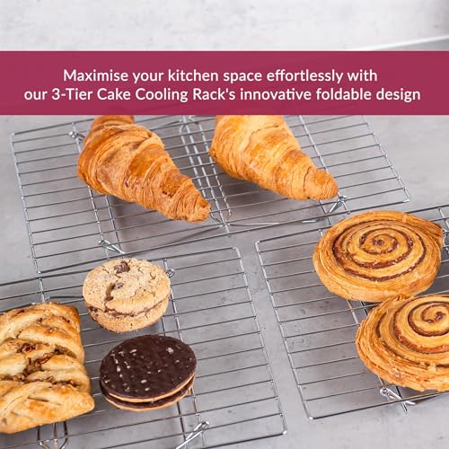 3-Tier Cake Cooling Rack - Stackable and Non-stick Tray