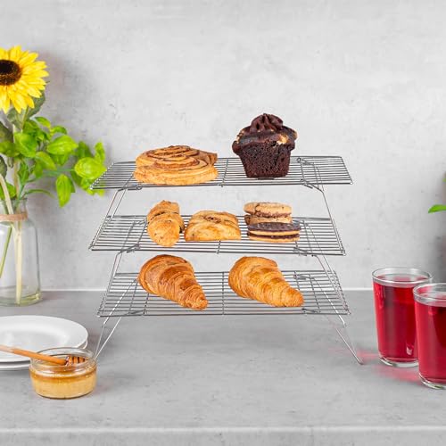 3-Tier Cake Cooling Rack - Stackable and Non-stick Tray