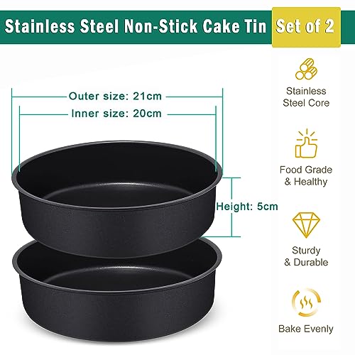 Set of 2 8" Non-Stick Stainless Steel Cake Pans