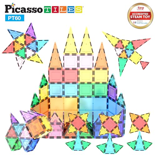 PicassoTiles 60pcs Magnetic Building Blocks - Inspire Creativity